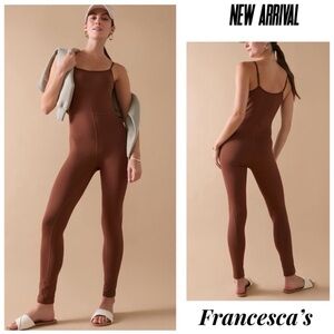 NWOT MiAmi for Francesca's Brown Sleeveless Square Neck Jumpsuit Size Medium